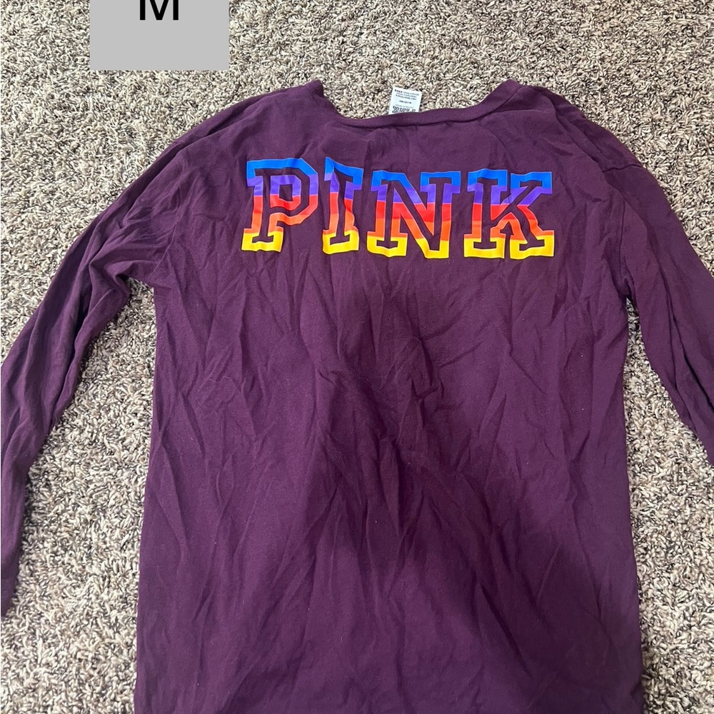 PINK Victoria's Secret Long Sleeve Tee Purple Red